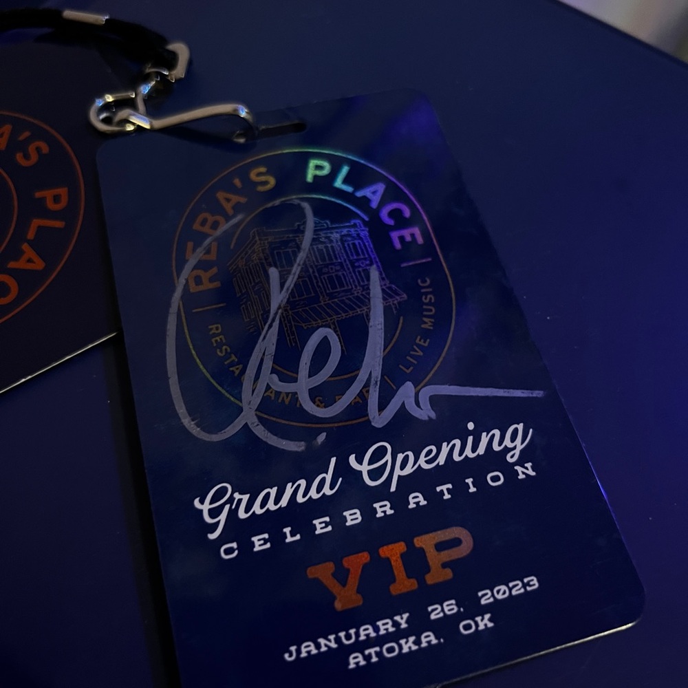 *Autographed* VIP Grand Opening for Reba’s Place Restaurant